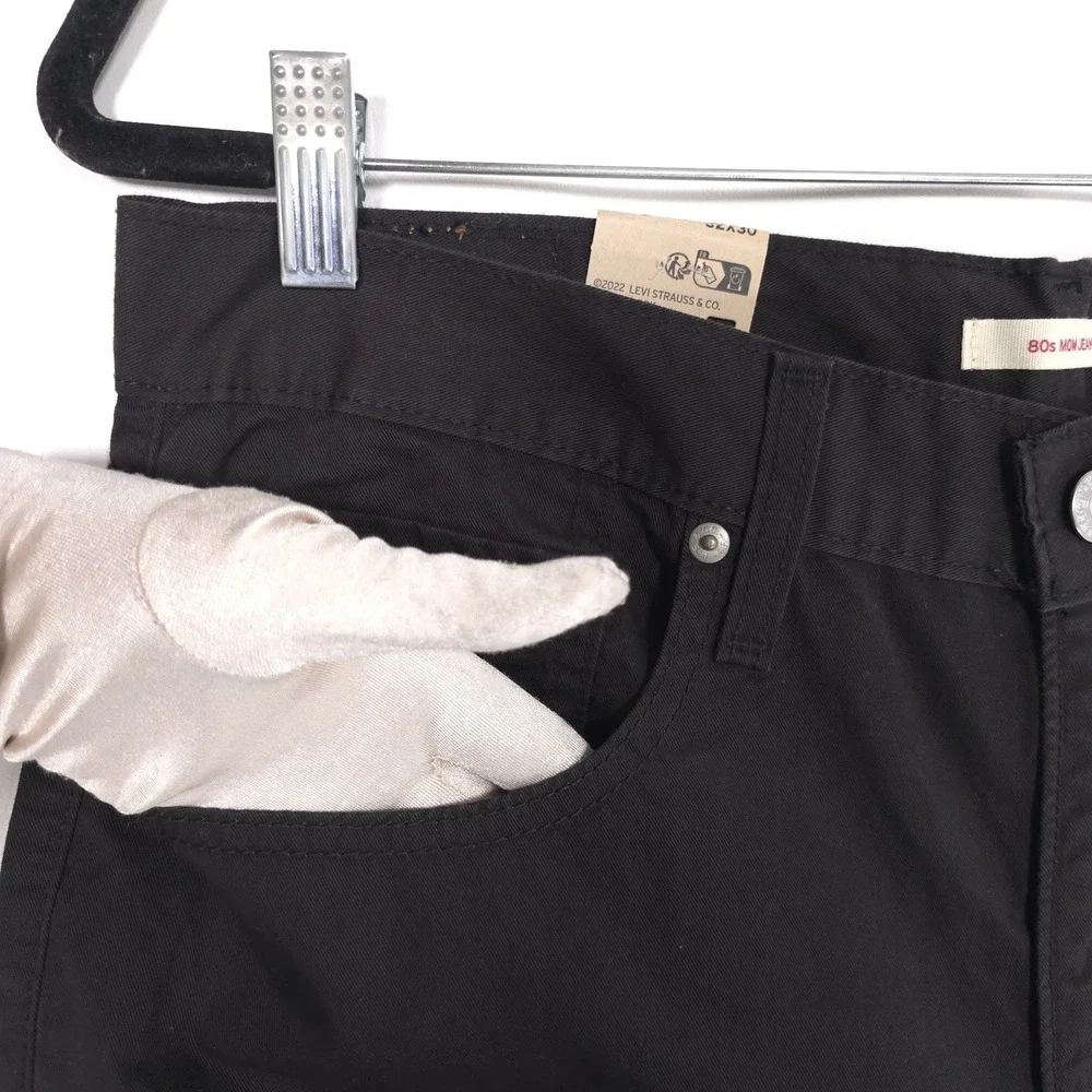 Levi's New 80s‎ Mom Jeans Women 32x29 Black Pants HR Relaxed Tapered A3506-0321